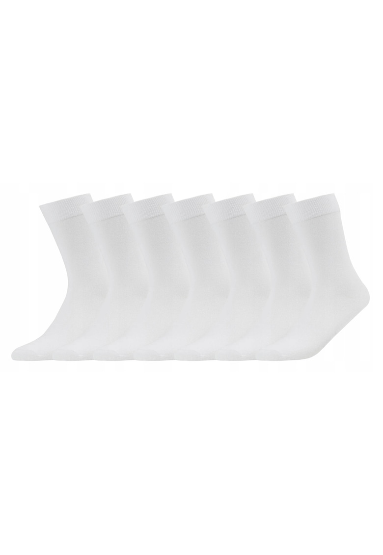 Sosete Barbati Albe Inalte - Po1939756C 001 - Marime: 43-46 - 75% Bumbac (Dintre Care Organic) - 24% Poliamida - 1% Elastan - Croiala Lunga - Alb - 7 Perechi