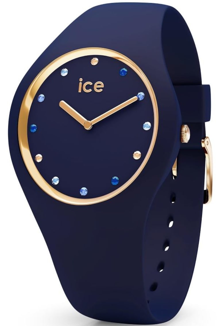 Ceas de dama - 016301 - curea bleu - carcasa aurie - potrivit pentru inot