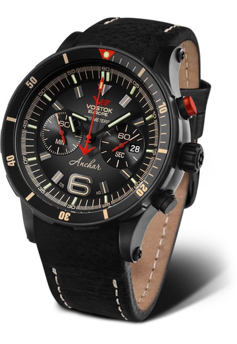 Ceas barbati Anchar 6S21-510C582 - negru - mecanism Quartz - piele - silicon