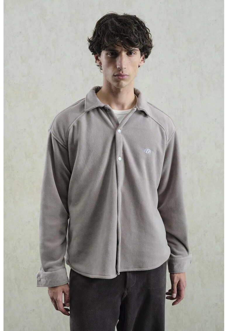 Camasa barbati - camasa-sacou tricotata - gri ardezie - casual - 100% poliester