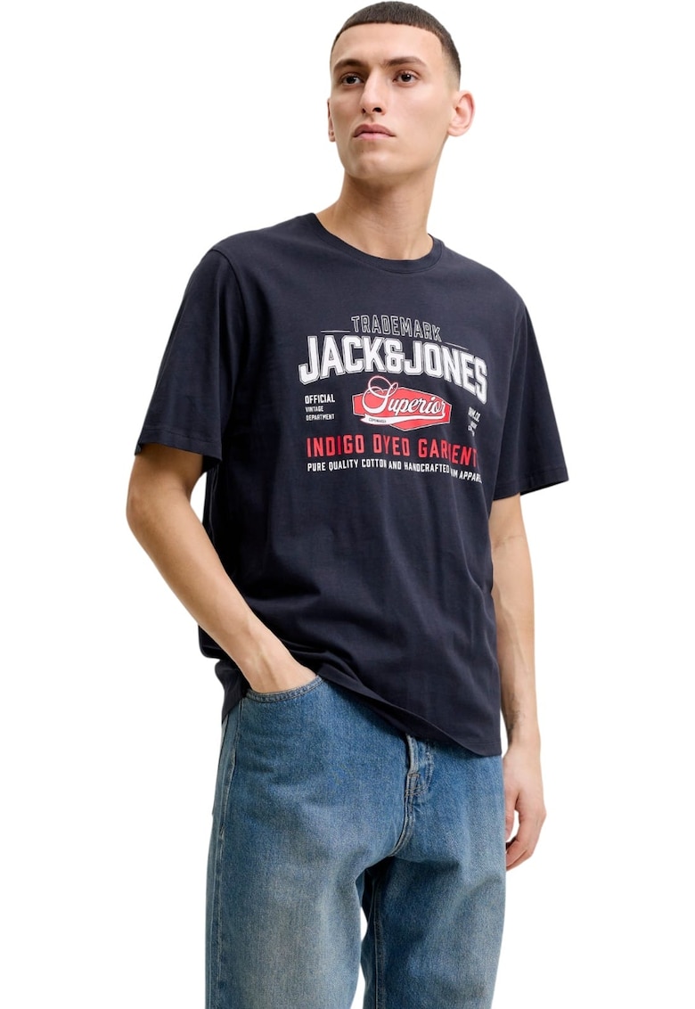 Tricou JACK &JONES Logo O-Neck SN 63005 - Albastru inchis