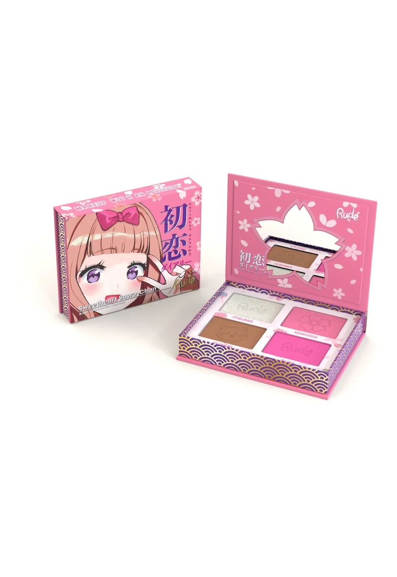 Paleta 4 in 1 pentru fata - 2 x blush - 1 x iluminator - 1 x contour - Sweetheart Sawa-Chan - Manga Collection - Cosmetics - 4 nuante