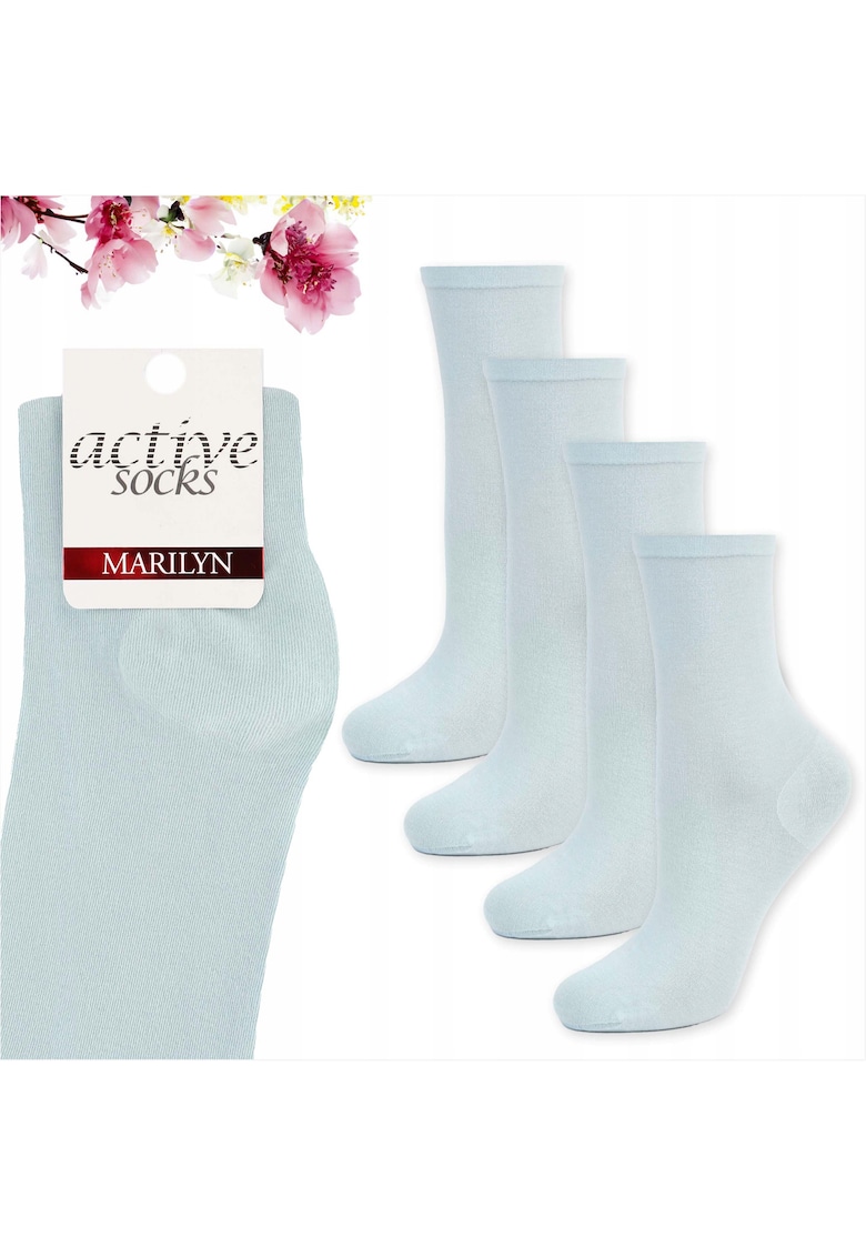 Set 4 - Sosete de dama din bumbac - netede - Active Forte 58 - Albastru deschis