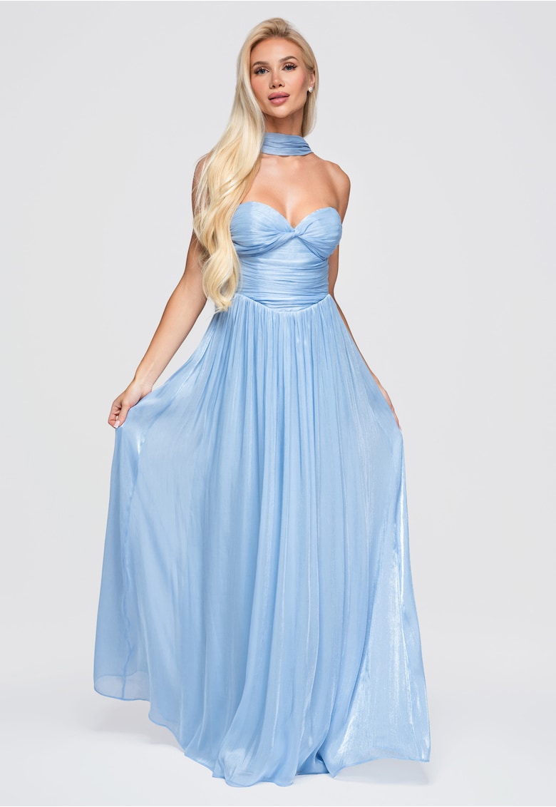 Rochie maxi eleganta cu corset - ramite detasabile si spate descoperit LA-OM-DLR408 - Albastru