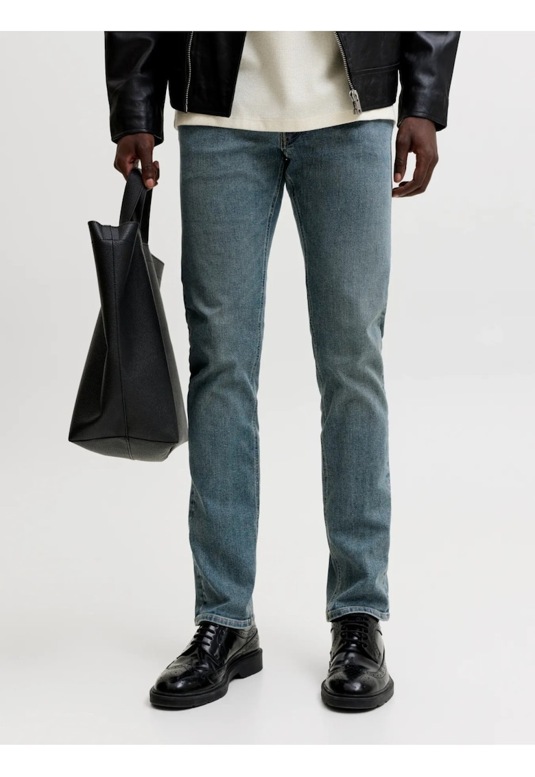 Blugi barbati GLENN - cu talie joasa si croiala Slim fit - Albastru inchis - W27 L30