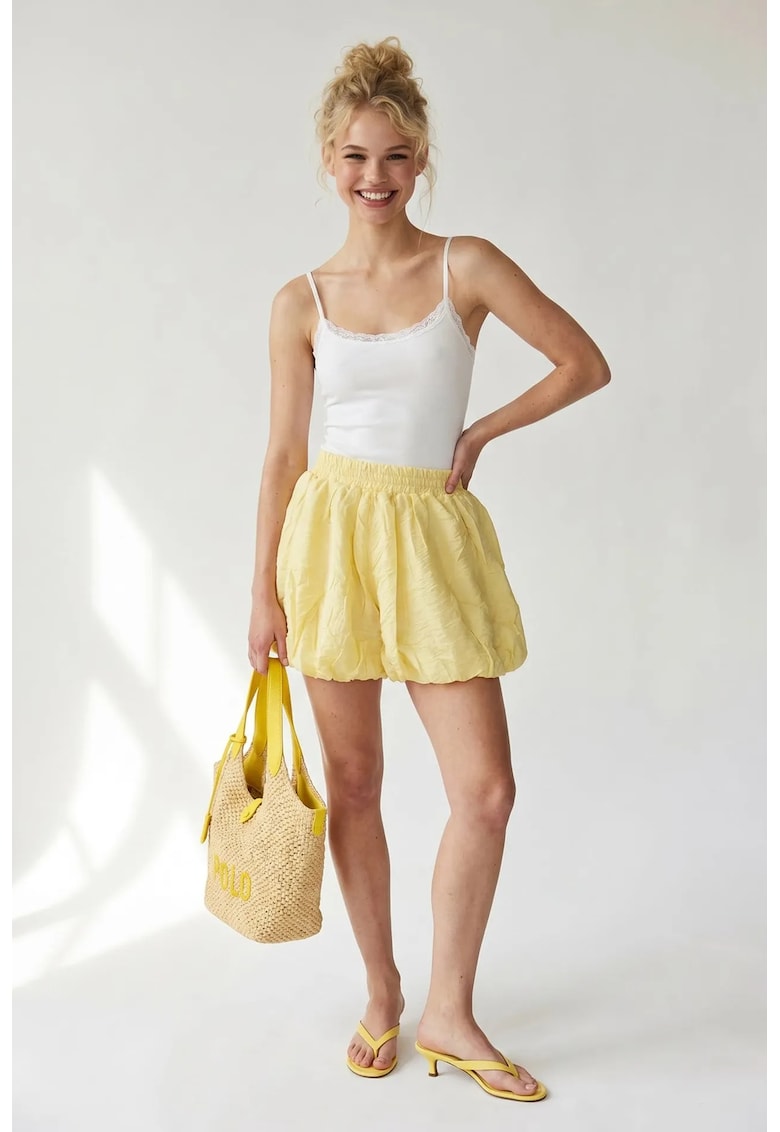 Pantaloni scurti - mini - galben lamaie - casual - 100% poliester
