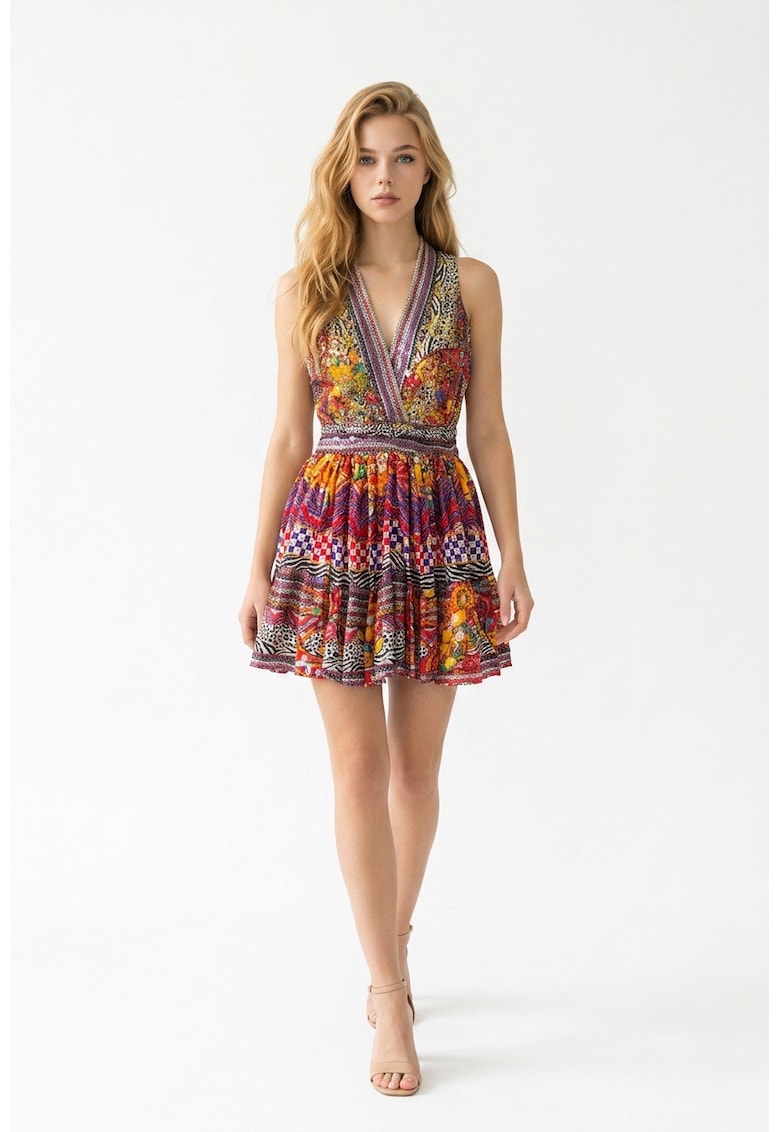 Rochie scurta din bumbac imprimat