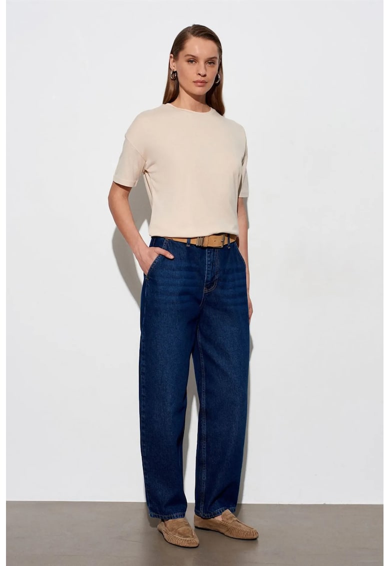 Tricou din bumbac - maneca scurta - crem natural - regular fit
