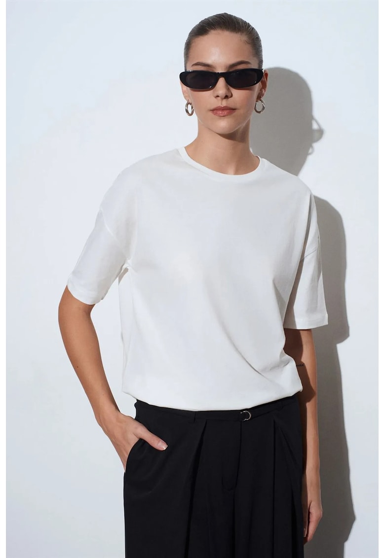 Tricouri dama - tricou din bumbac - maneca scurta - alb - regular fit