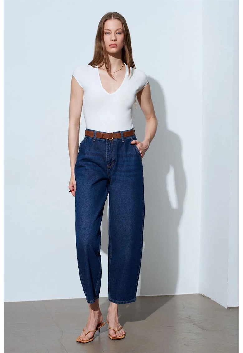 Bluza dama - top scurt - elastic - alb - bumbac/modal/elastan