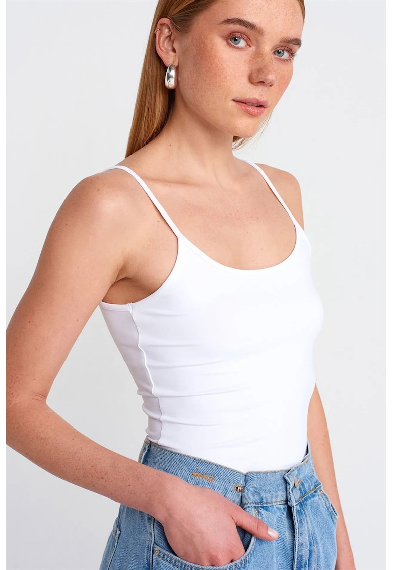 Maiou dama - Bluza Cami - croiala slim - alb - 93% nailon - 7% elastan