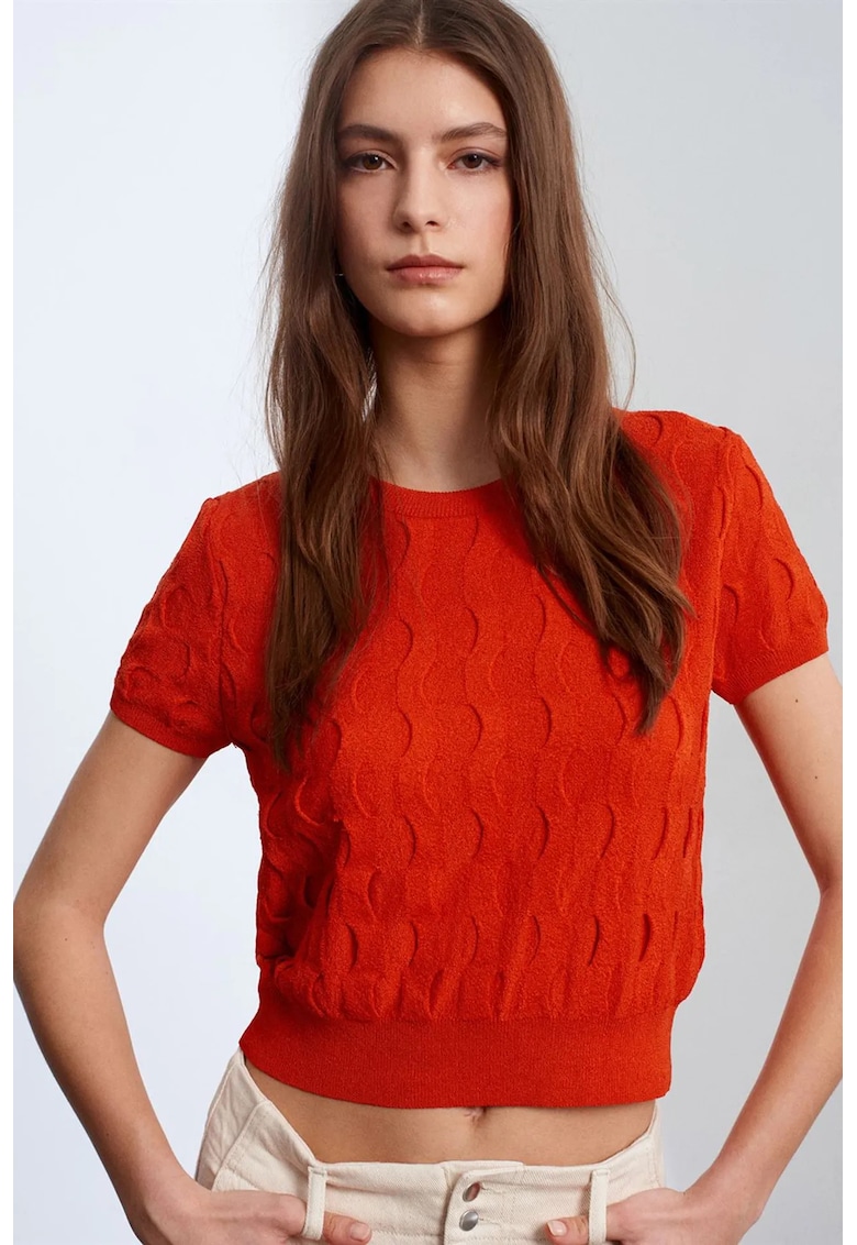 Bluze dama - bluza scurta - portocaliu - 100% poliamida -