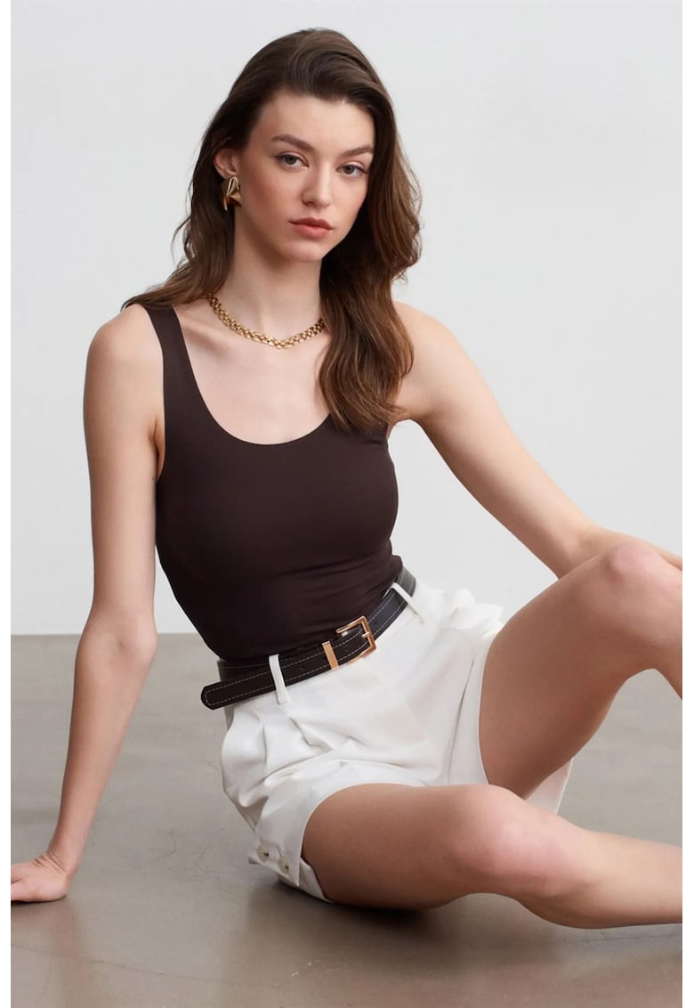Bluze dama - Bluza Cami - mulata - maro cafea - amestec de bumbac -