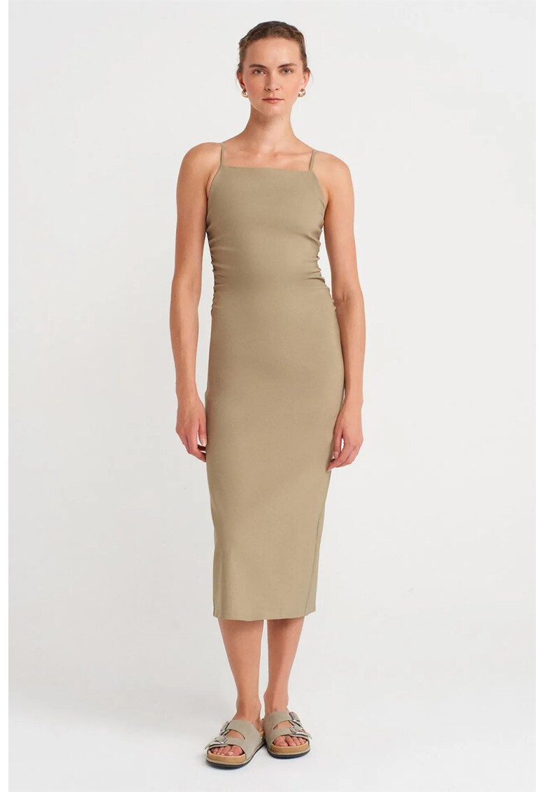 Rochie Midi - Bodycon - Verde Kaki - fara Maneci