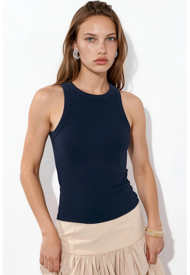Maiou Femei - Casual - Albastru Marin - Amestec de bumbac reiat