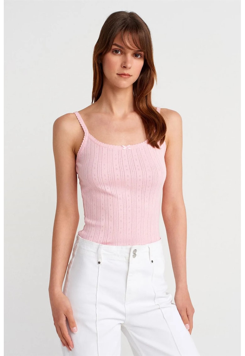 Bluze dama - Top Cami Slim Fit - roz pudra - bumbac reiat