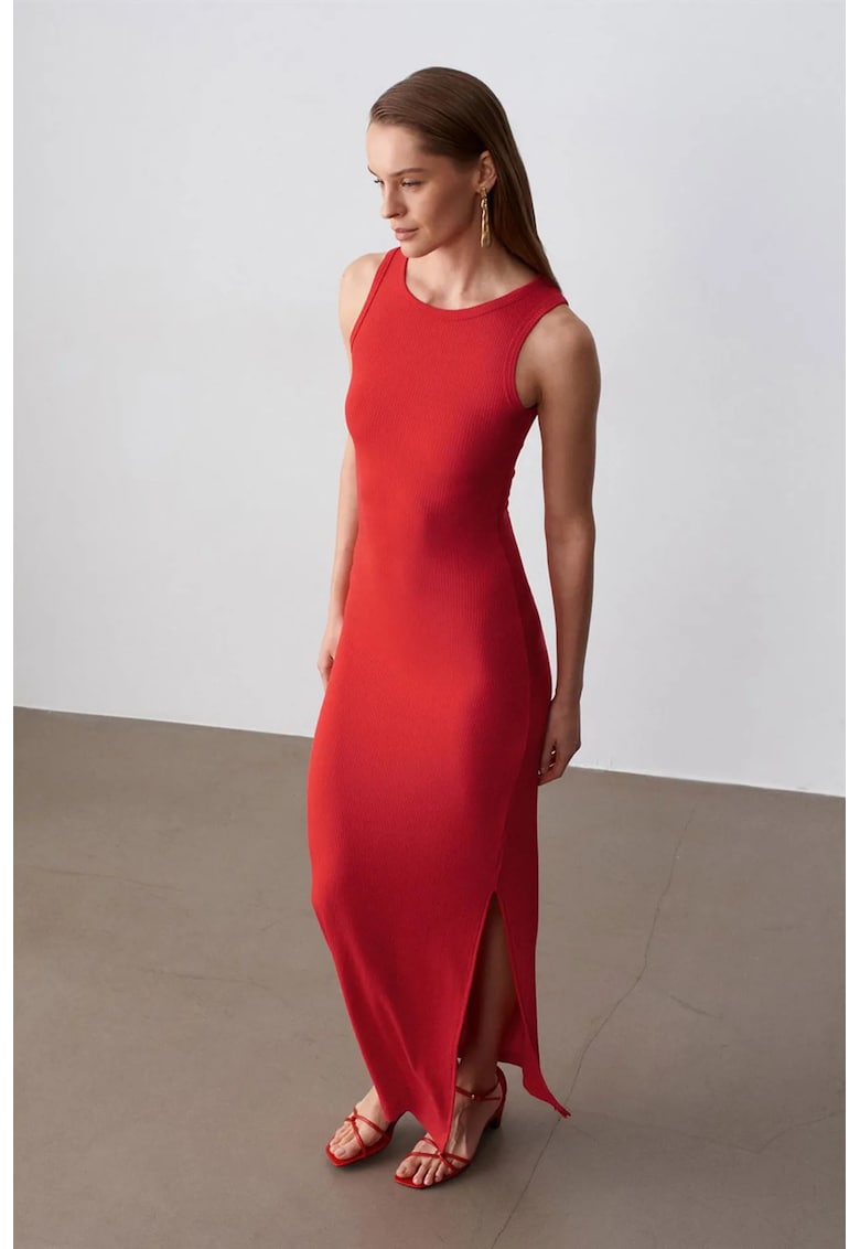 Rochie Maxi - Bodycon - Casual - Rosu - 97% viscoza - 3% elastan
