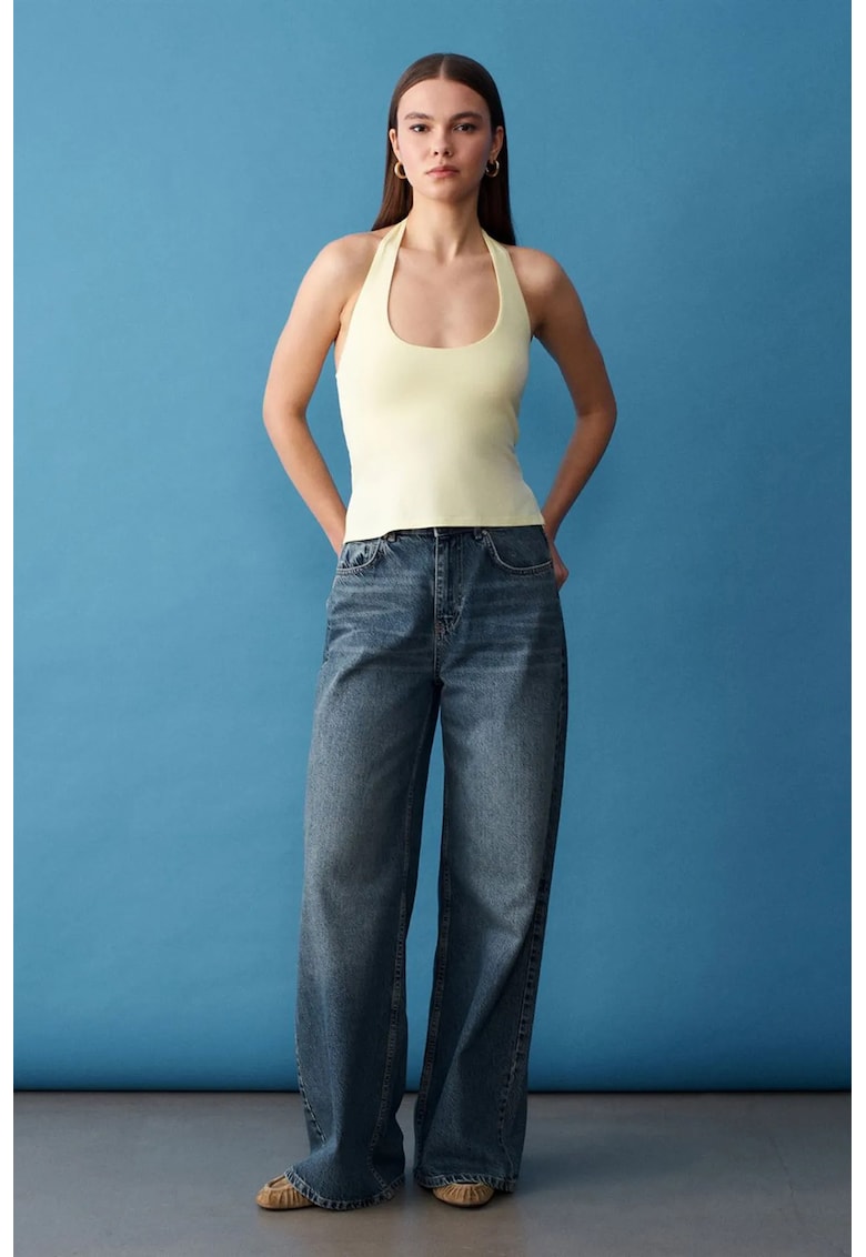 Maiou Halterneck - Decupat - Galben Lamaie - Tricot de Jerseu