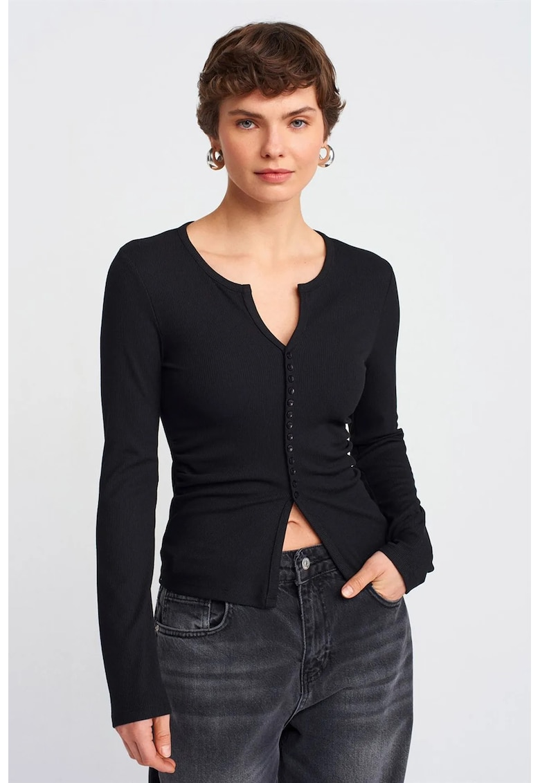 Bluze dama - Slim Fit - negru - poliester-viscoza-elastan -