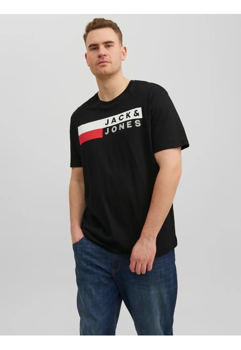 Plus Tricou la baza gatului - barbati big sizes - din bumbac organic - Regular Fit - Negru -