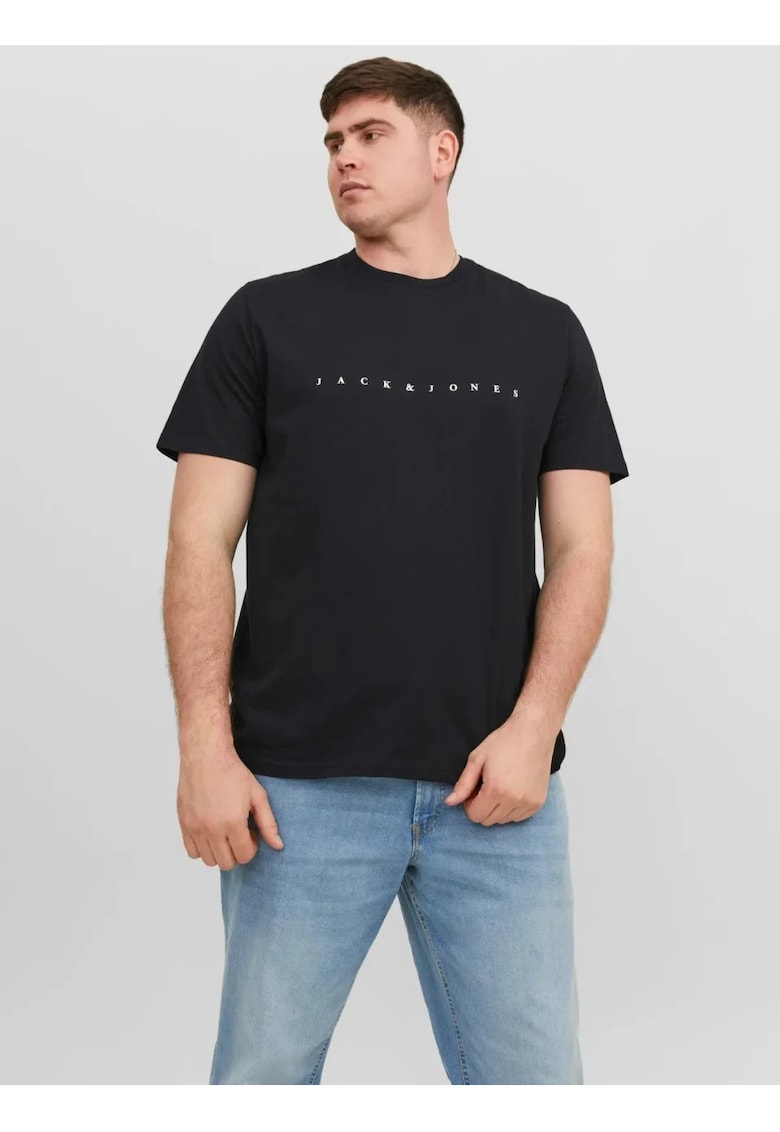 Plus Tricou cu logo - barbati big sizes - din bumbac organic - Standard Fit - Negru