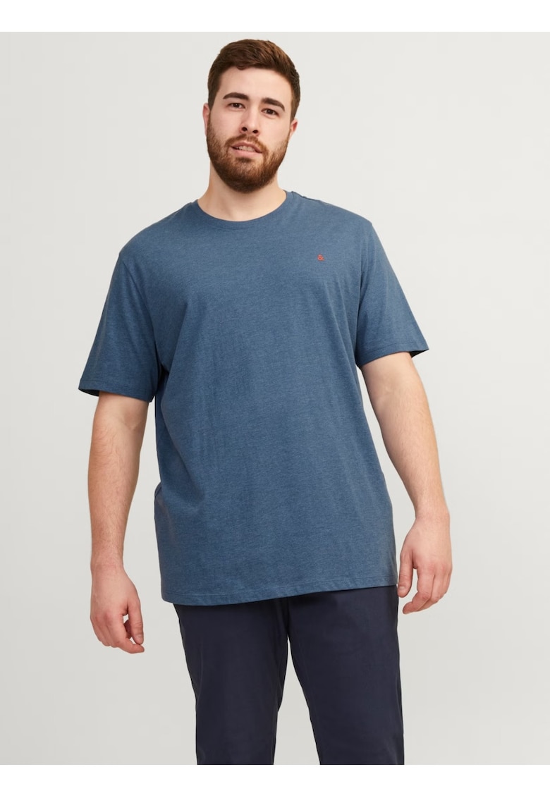 Plus Tricou barbati big sizes - din bumbac organic - Standard Fit - PAULOS - Albastru inchis -