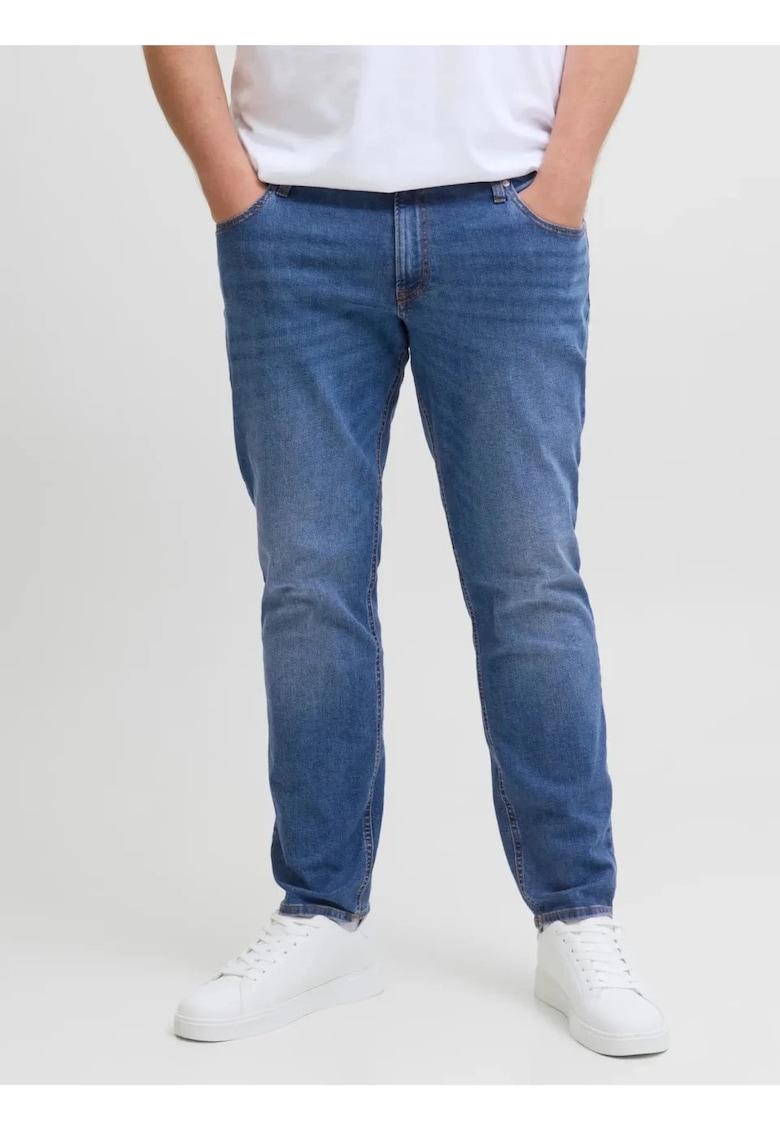 Plus Blugi Glenn - barbati big sizes - cu talie joasa si croiala Slim Fit - Albastru