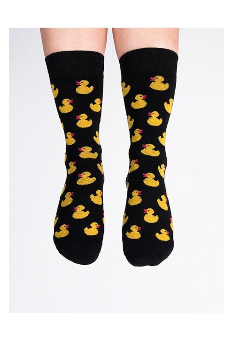 Sosete funny cu ratuste Duck In Black - Negru