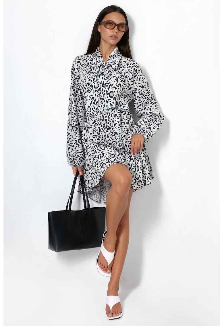 Rochie Mini - Elegant - cu cordon - Alb Prafuit - Poliester-Lycra