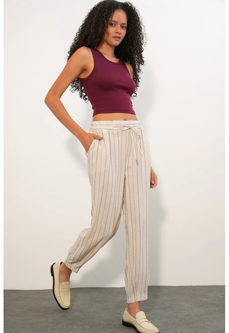 Pantaloni dama - jogger - dungi - oatmeal natural - amestec de in -