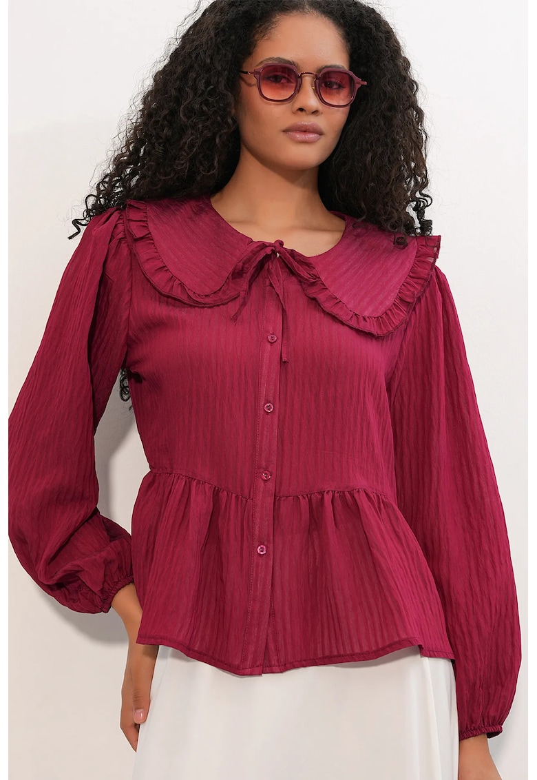 Bluza dama casual - maneca lunga - rosu burgundy - amestec de viscoza