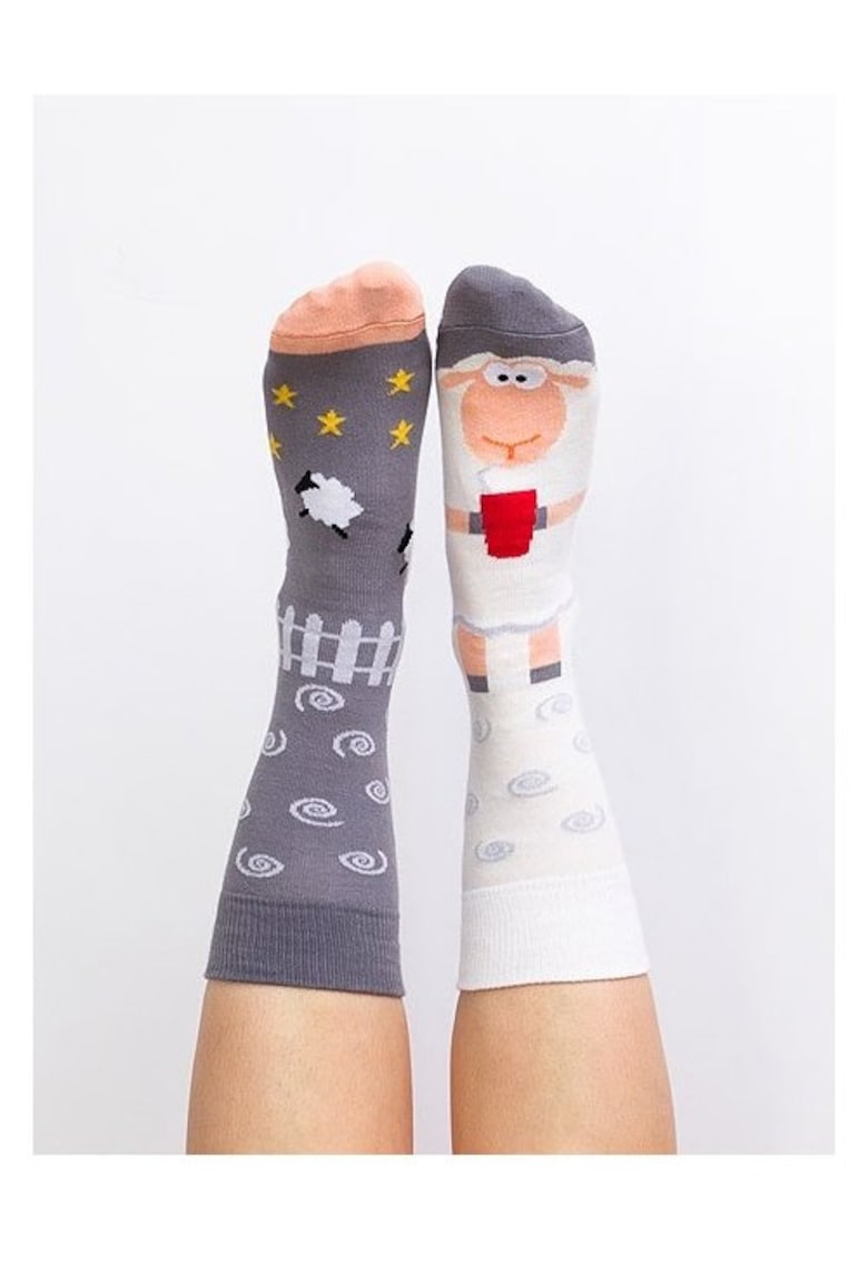 Sosete model unisex Starsheep - Alb/Gri
