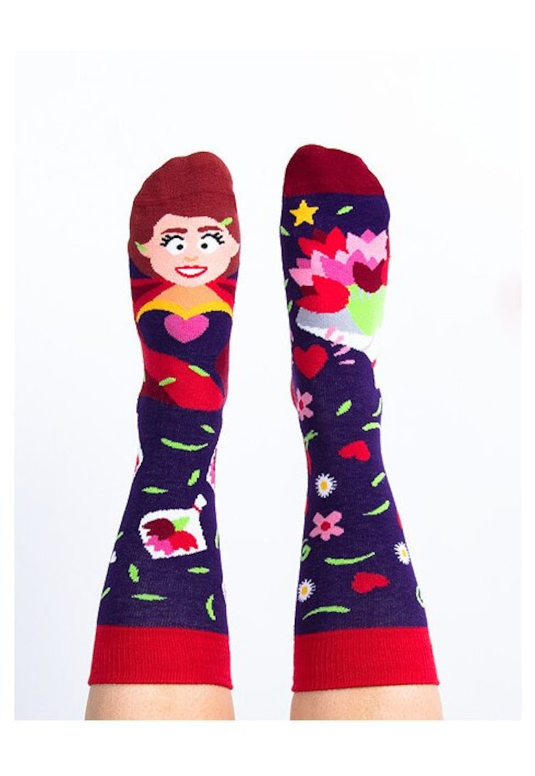 Sosete colorate cu eroina Super Woman - Rosu/Mov