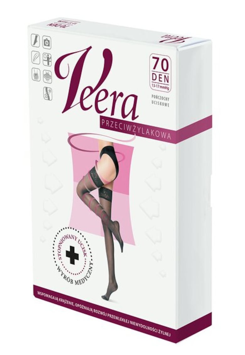 Ciorapi compresivi medicinali cu banda adeziva (13-17 mmHg) 70 den - Negru