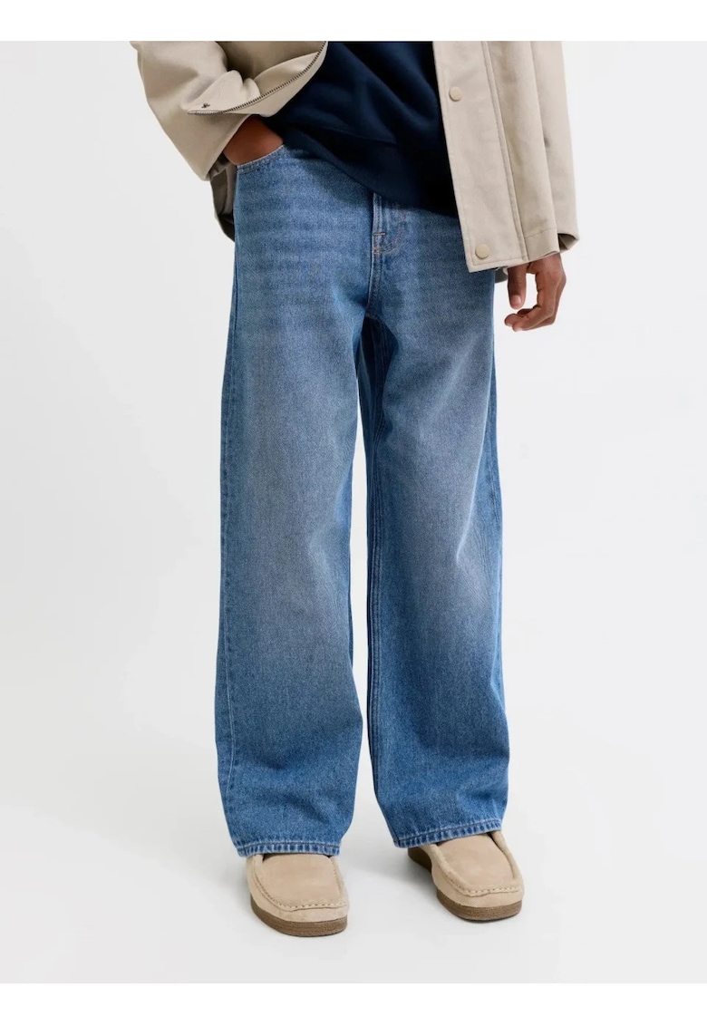 Blugi baieti - DAVE - cu talie inalta si croiala Baggy Fit - Albastru inchis
