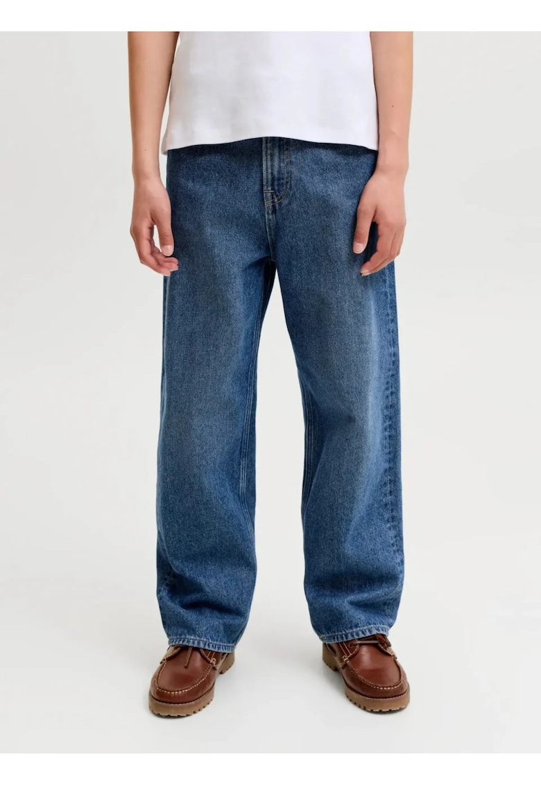 Blugi baieti - ALEX - cu talie inalta si croiala Baggy fit - Albastru inchis -