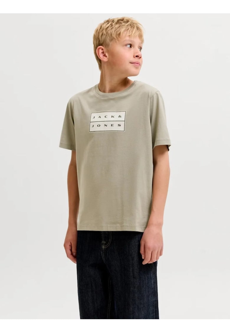 Tricou baieti - din bumbac - Regular fit la baza gatului - Verde masliniu