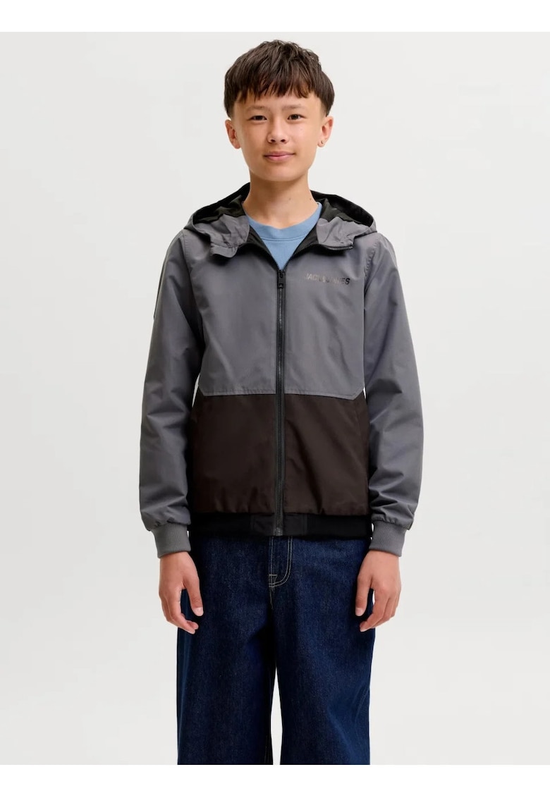 Jacheta softshell - baieti - cu gluga - Regular fit - Gri inchis -