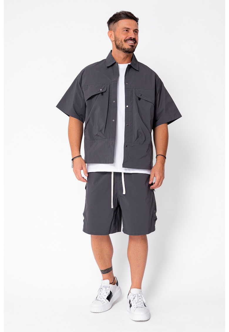 Set camasa si pantalon scurt din fas Grey Anthracite 21938