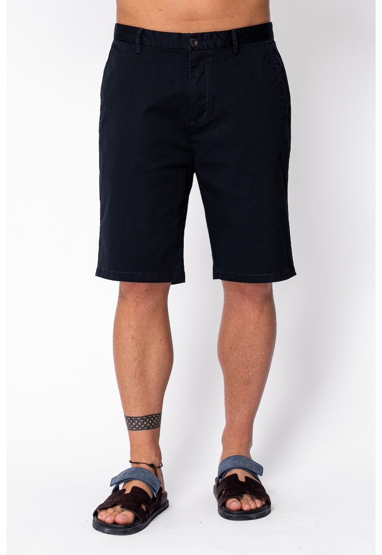 Pantaloni scurti cu nasture din bumbac Navy 22010 - Bleumarin