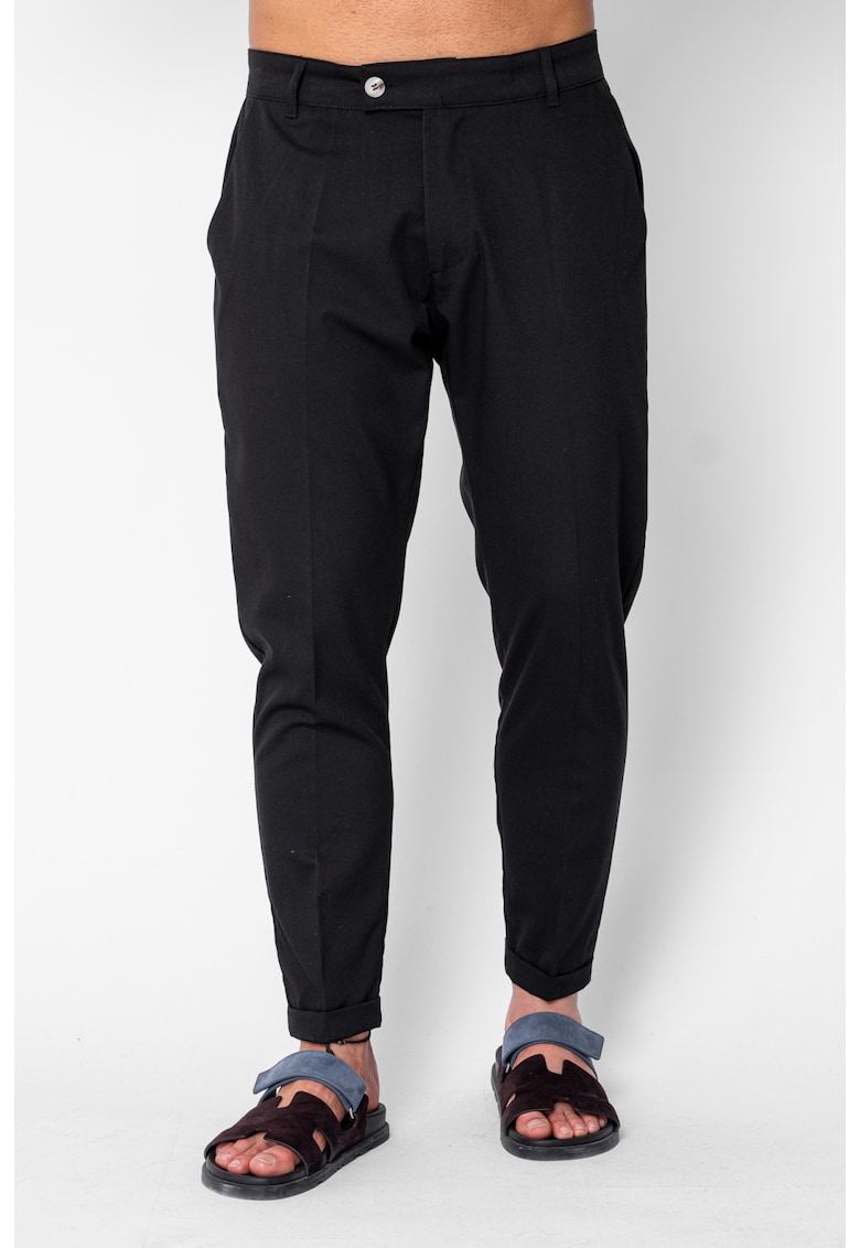 Pantaloni lung cu tiv intors Black 22040 - Negru