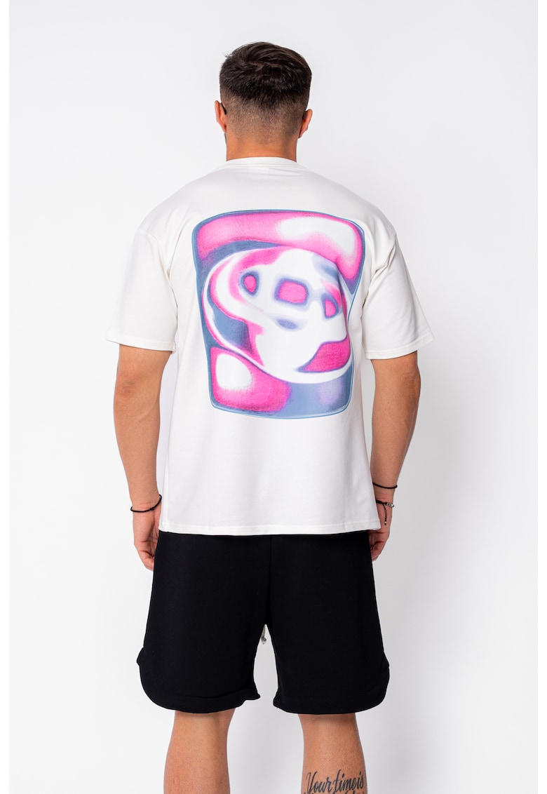 Tricou barbati imprimat White 22080 - Alb optic