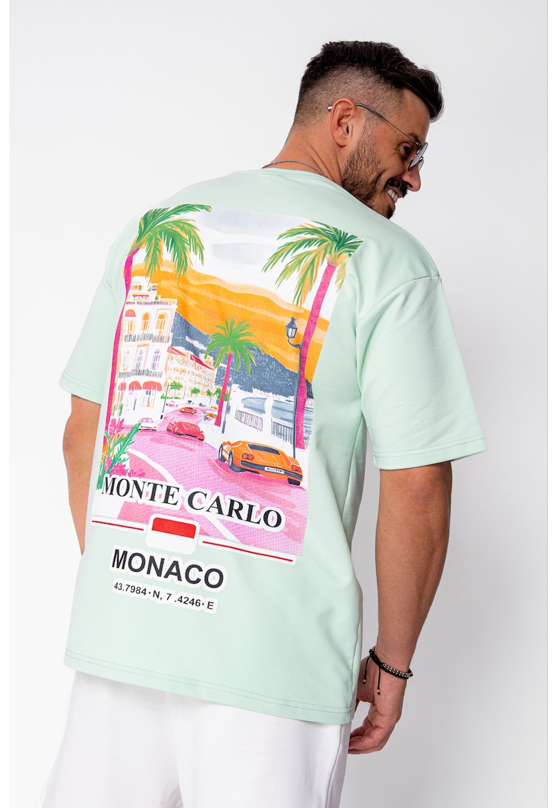 Tricou Monte Carlo imprimat Mint 22085 - Verde menta