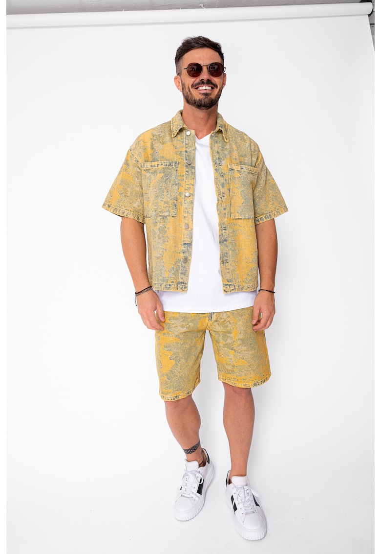 Set camasa si pantalon scurt din denim Blue/Yellow 21990 - Galben/Albastru