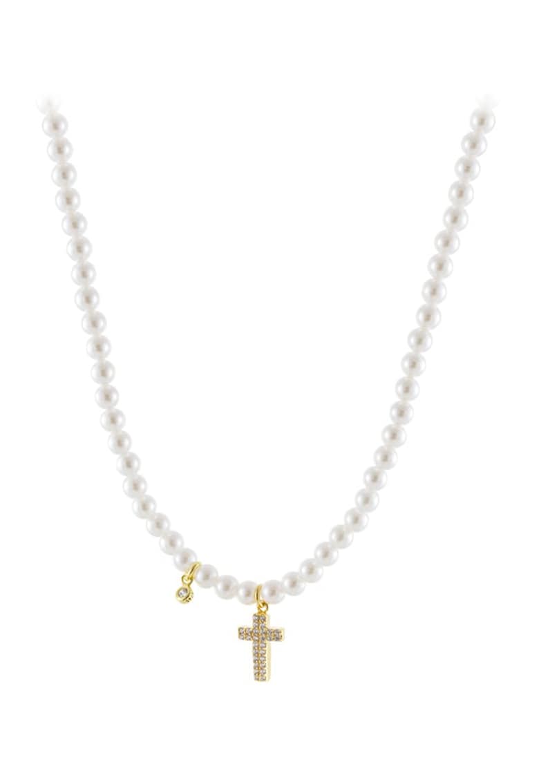 Colier de argint placat cu aur de 18K - Alb/Auriu
