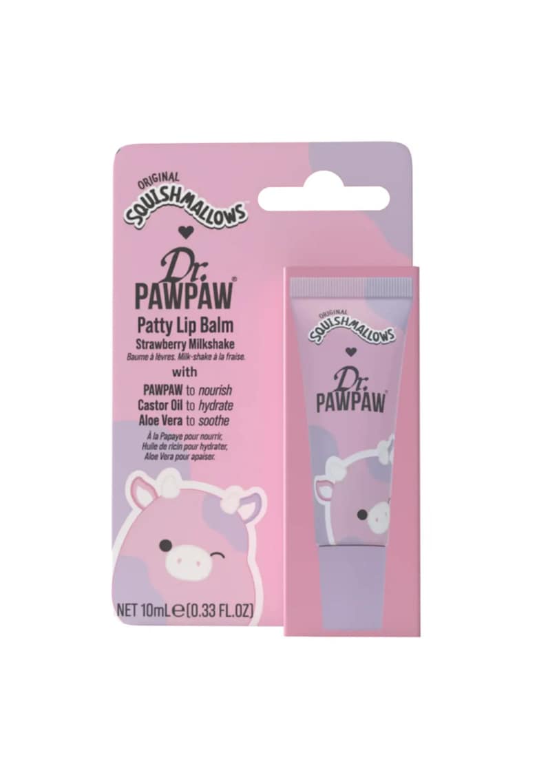 Balsam de buze Patty - cu extract de papaya - ulei de ricin & aloe vera - aroma milkshake de capsune - Squishmallow x 10 ml