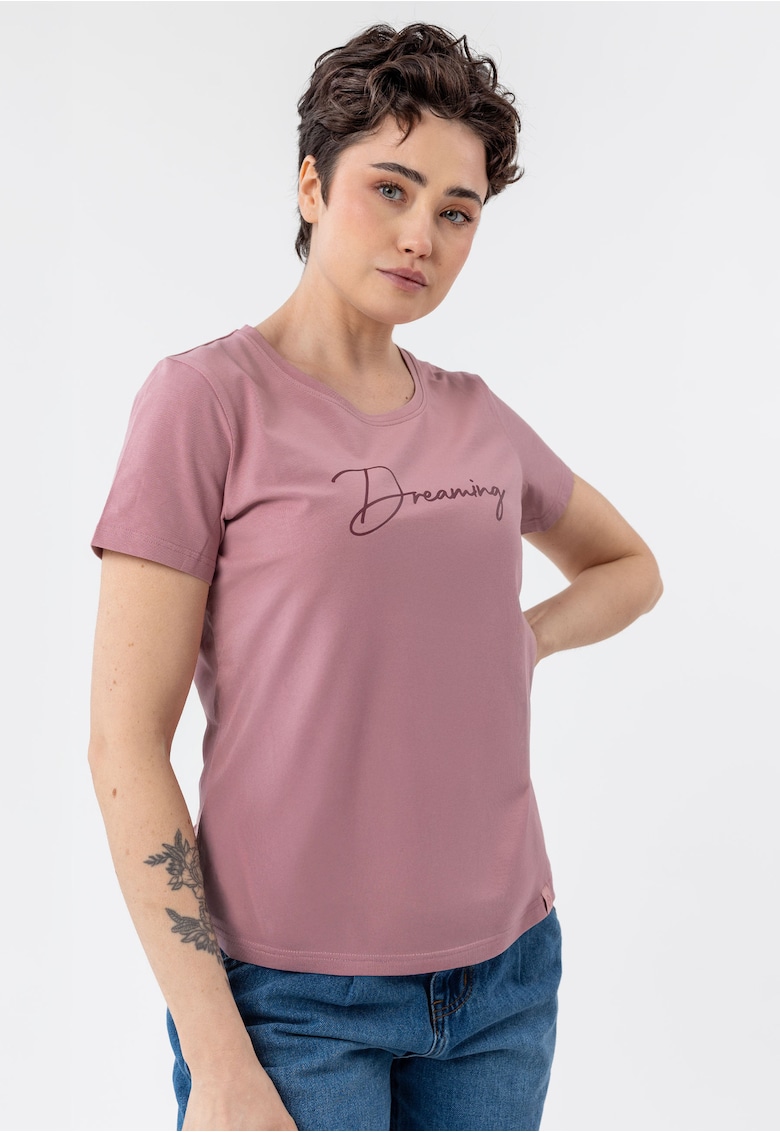 Tricou dama din bumbac cu imprimeu - Regular Fit - T-Decore - roz -