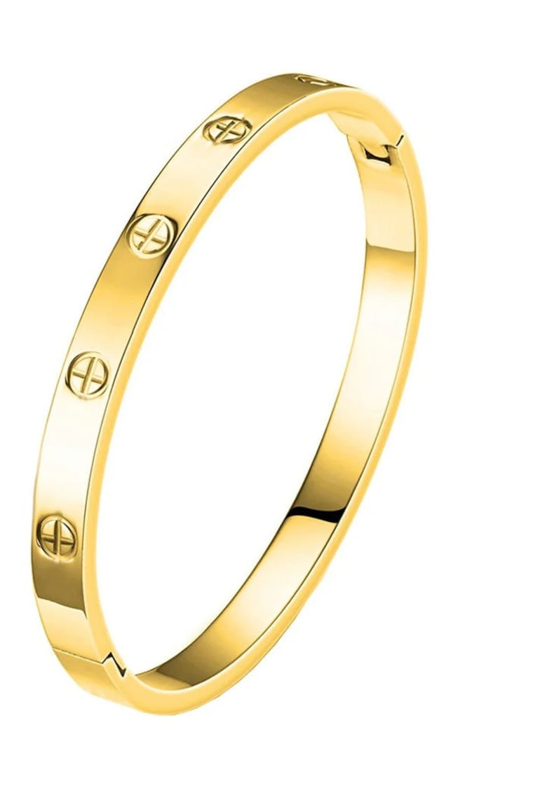 Bratara aurie - tip bangle - din otel inoxidabil - suflata cu aur 18k - Elenys C1