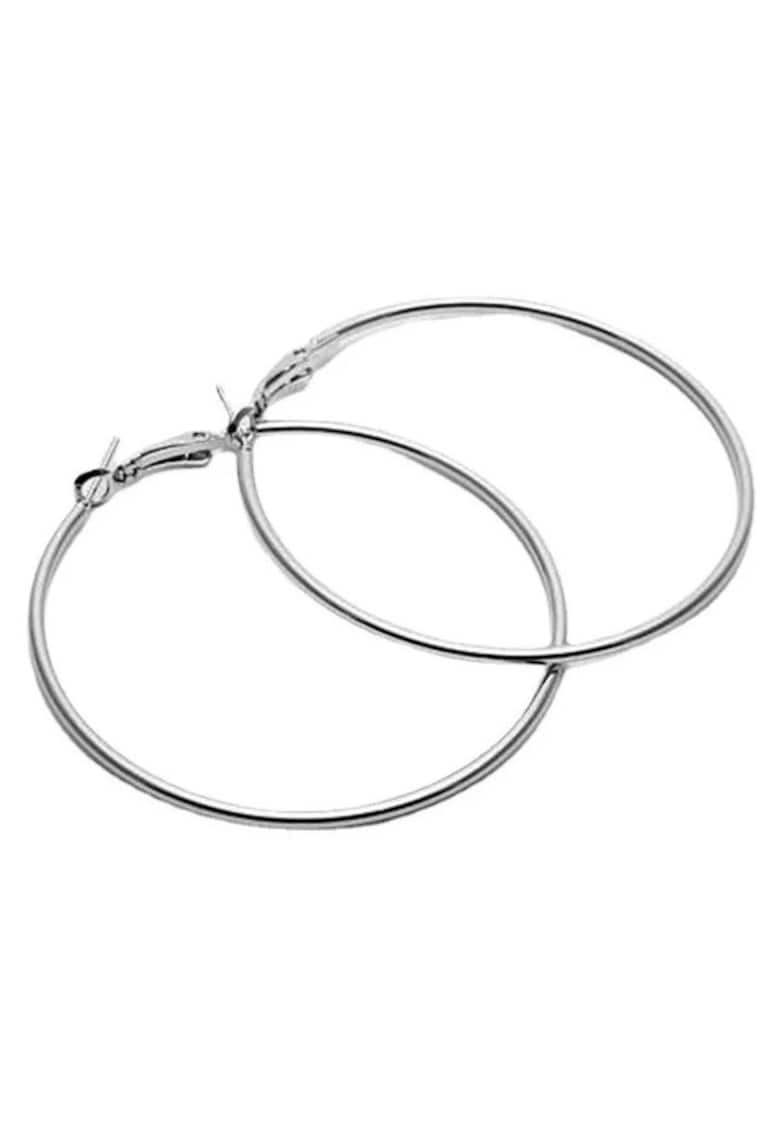 Cercei argintii - stil hoop - rotunzi - din otel inoxidabil - suflati cu aur 18k - Signa C3 - 7 cm