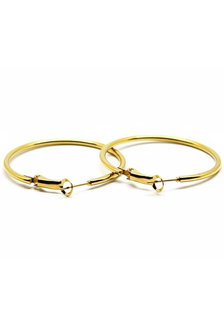 Cercei aurii - stil hoop - rotunzi - din otel inoxidabil - suflati cu aur 18k - Selena C4 - 6 cm